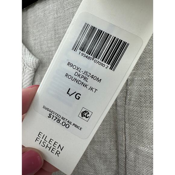 Eileen Fisher NWT Rustic Organic Linen Cotton Lightweight Jacket Gray Sz Large - Picture 4 of 14